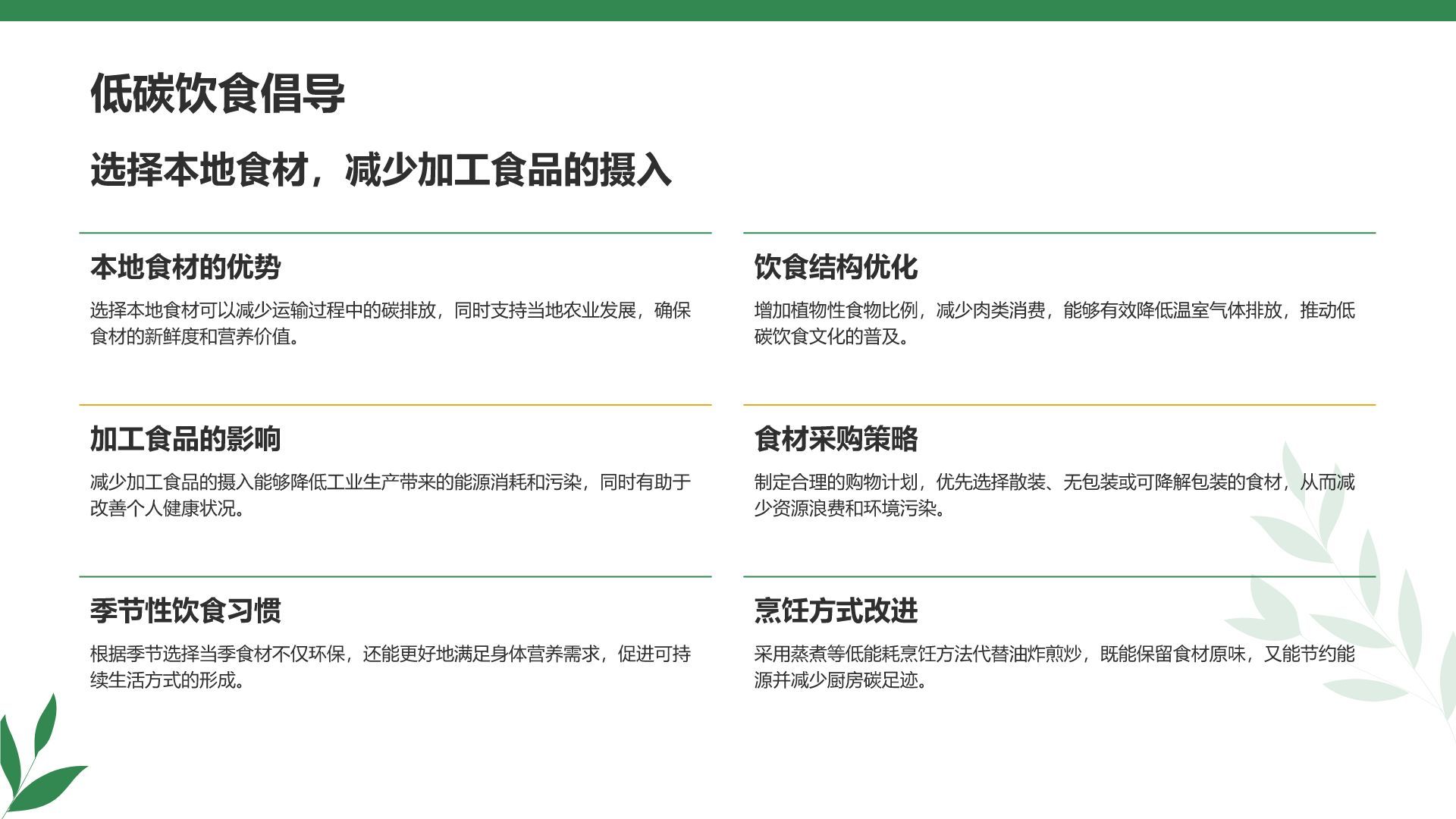 绿色商务风节能减排低碳生活宣传培训课件PPT模板