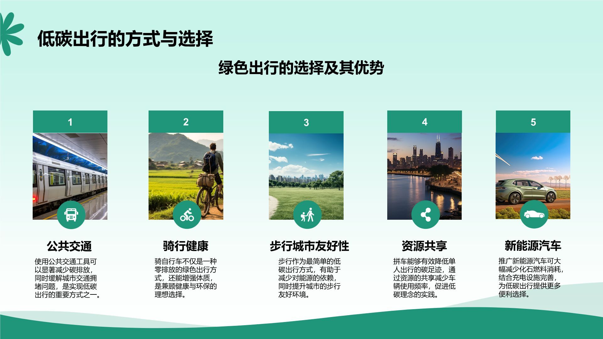 绿色小清新节能减排低碳生活宣传培训课件PPT模板