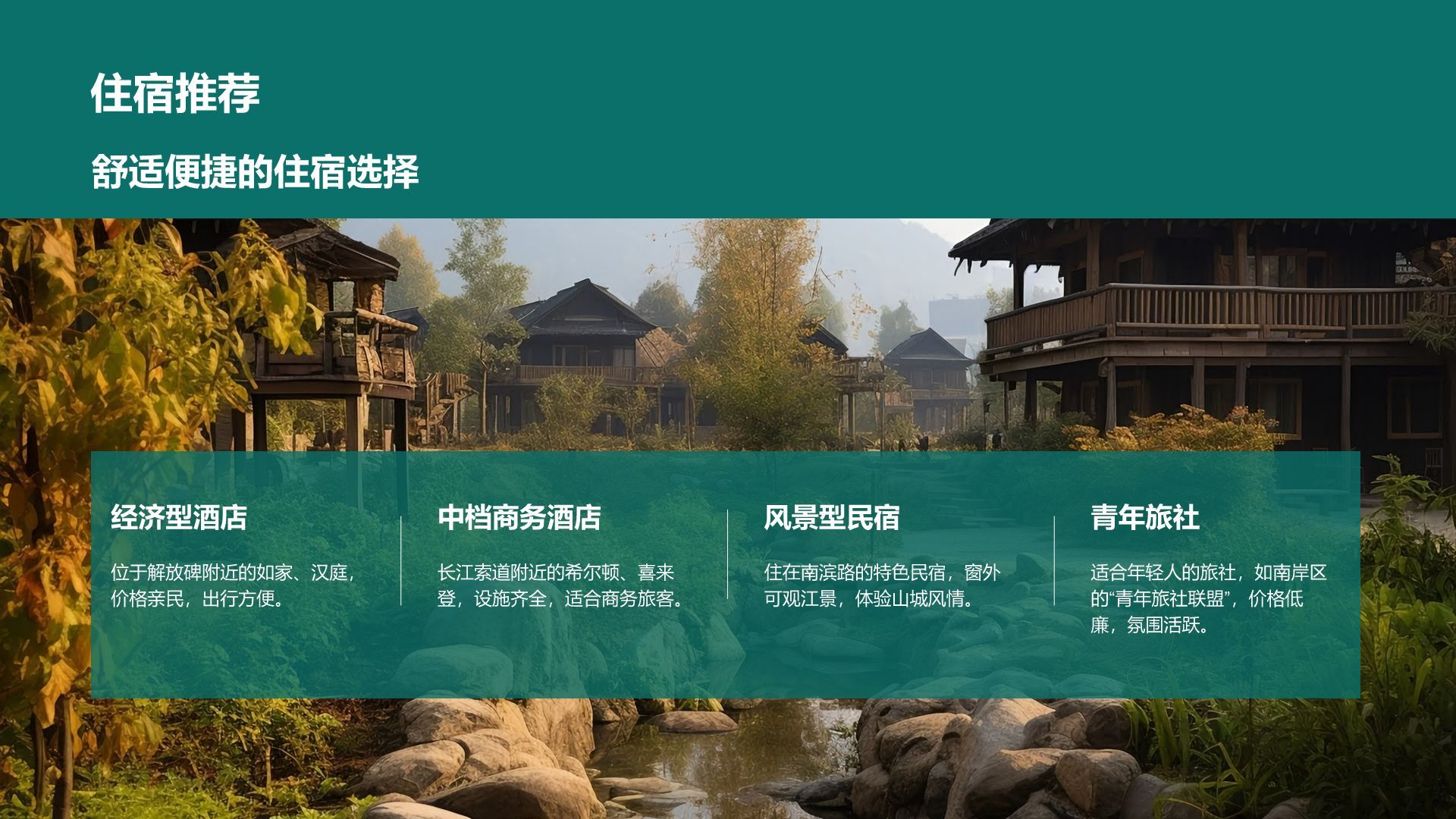 蓝色摄影风我的家乡——重庆山城风光与美食地图PPT模板