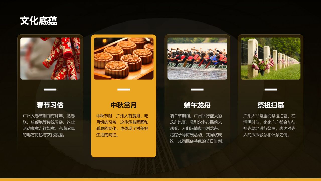 黄色摄影风寻味广州:美食与文化体验PPT模板