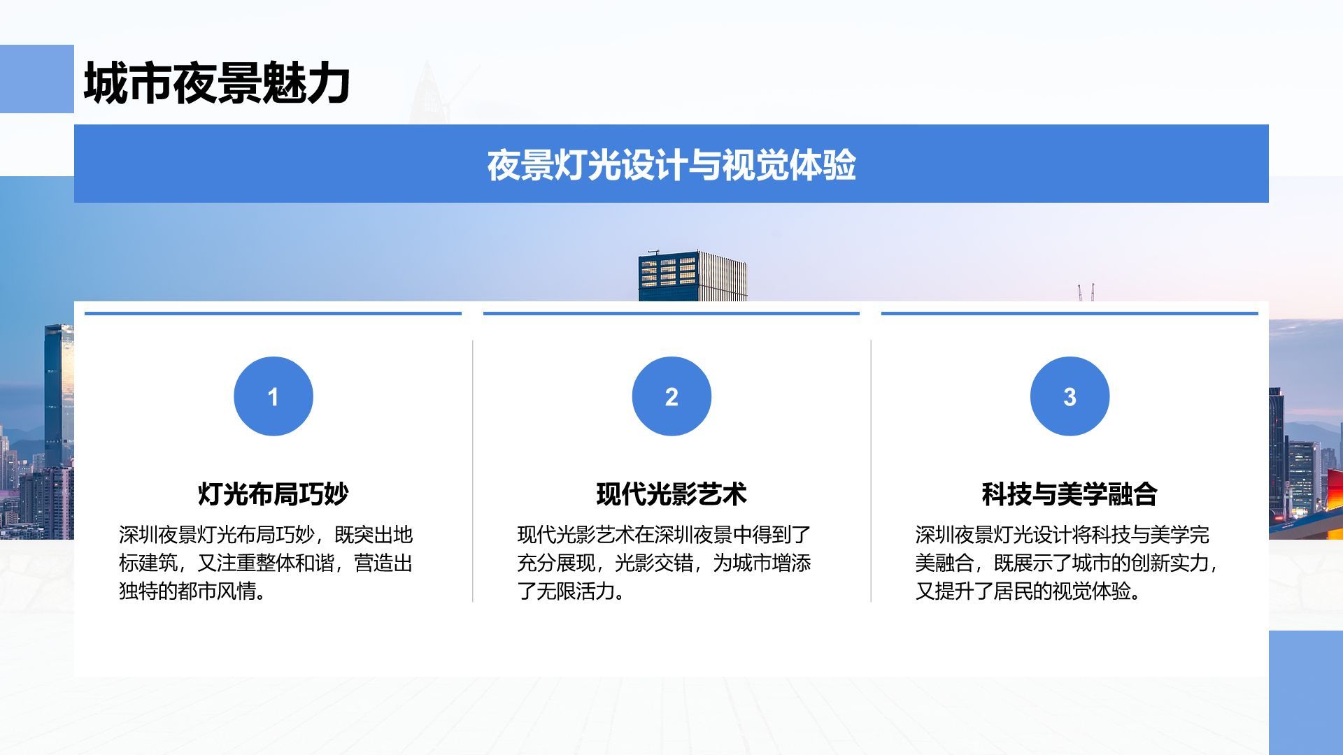 蓝色商务风活力深圳：创新之都的崛起之路PPT模板