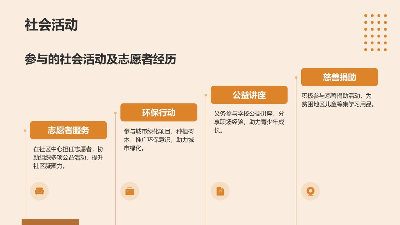 橙色简约风通用行业求职简历PPT模板