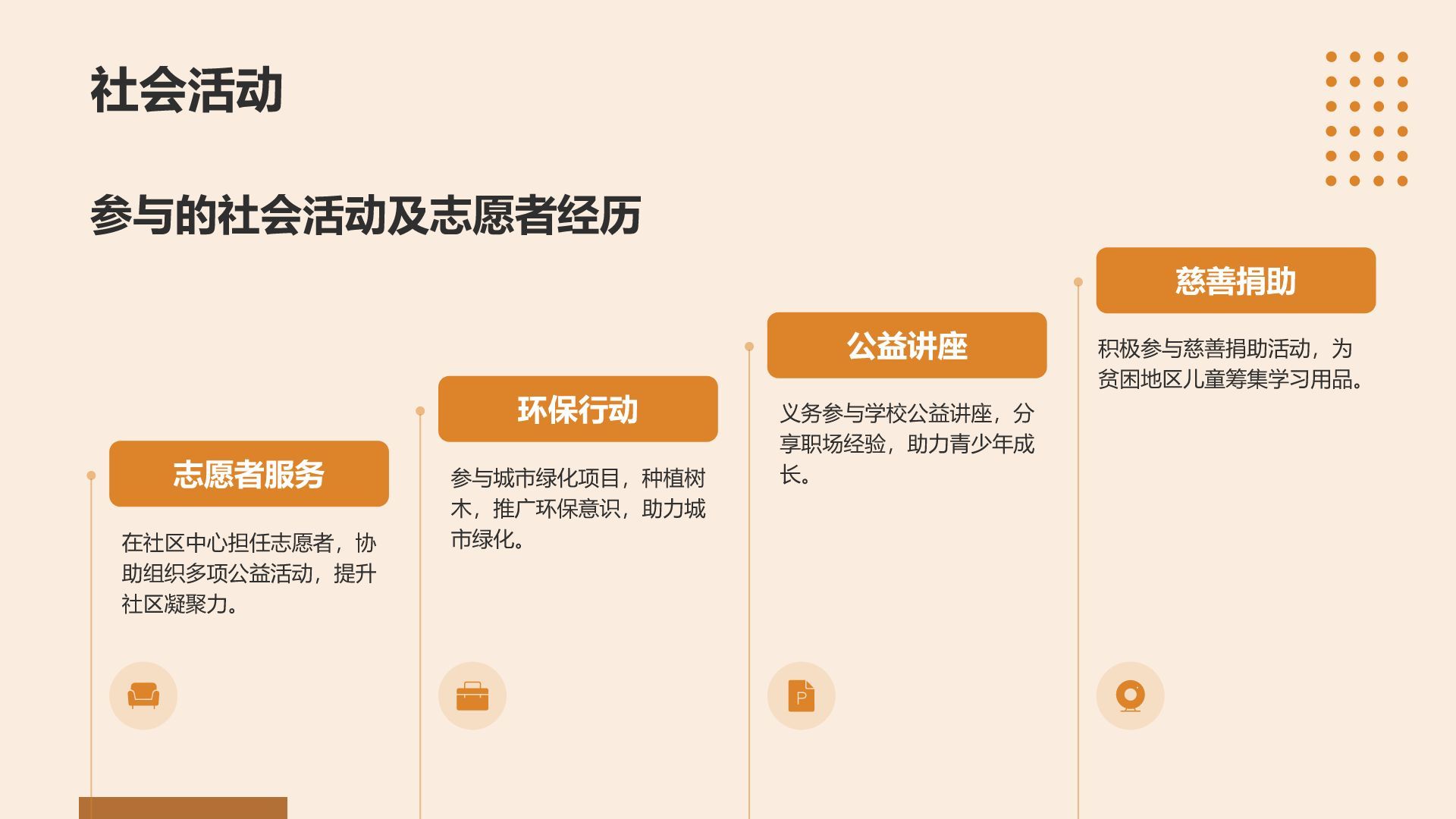 橙色简约风通用行业求职简历PPT模板