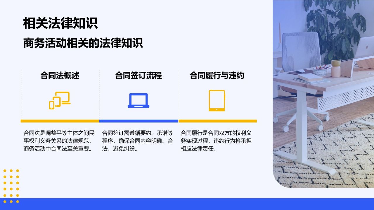 蓝色扁平风通用行业员工商务培训PPT模板
