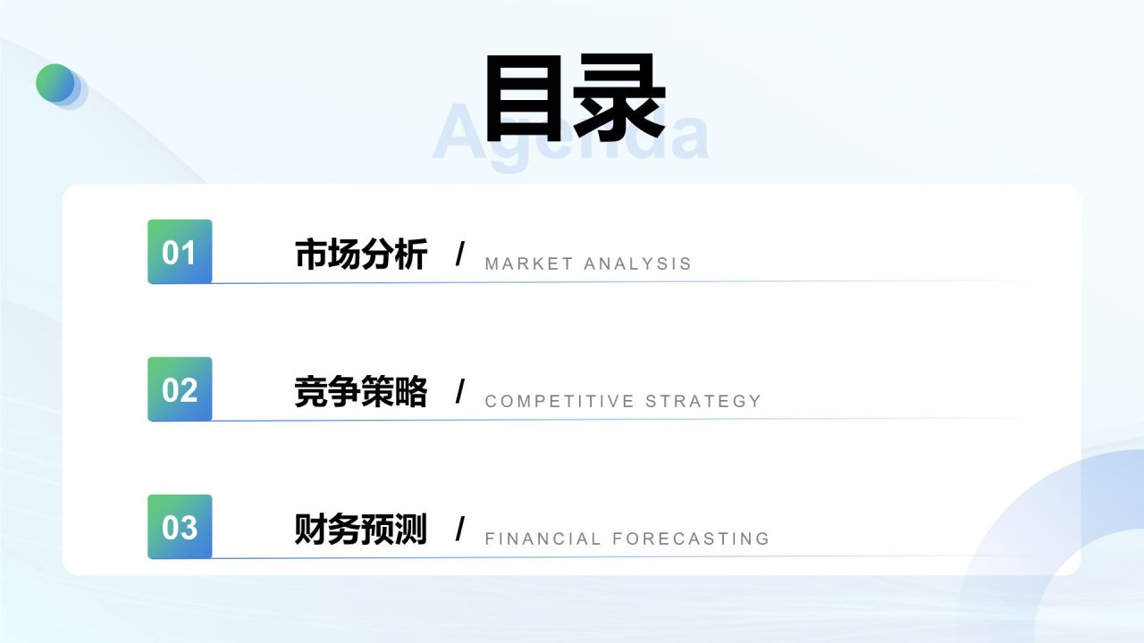 蓝色扁平风通用行业商业计划书PPT模板