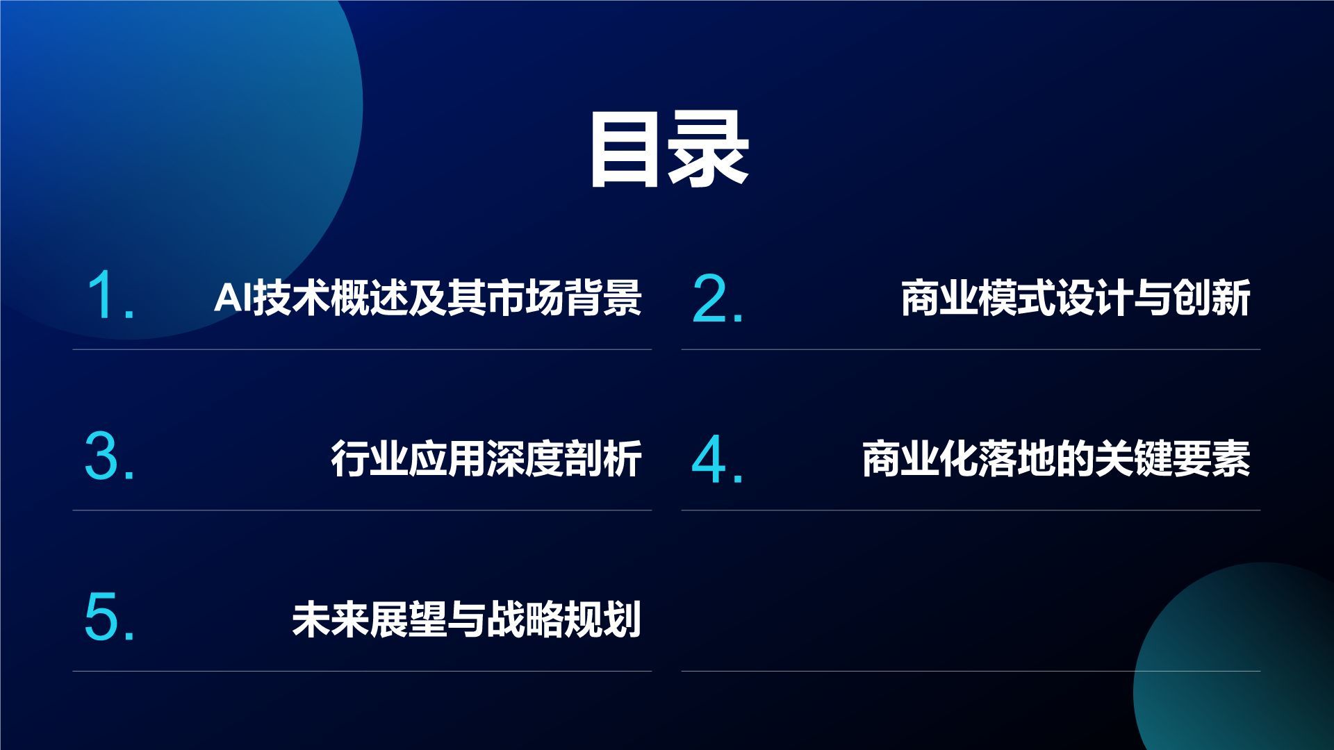 蓝色科技风通用行业AI商业计划书PPT模板