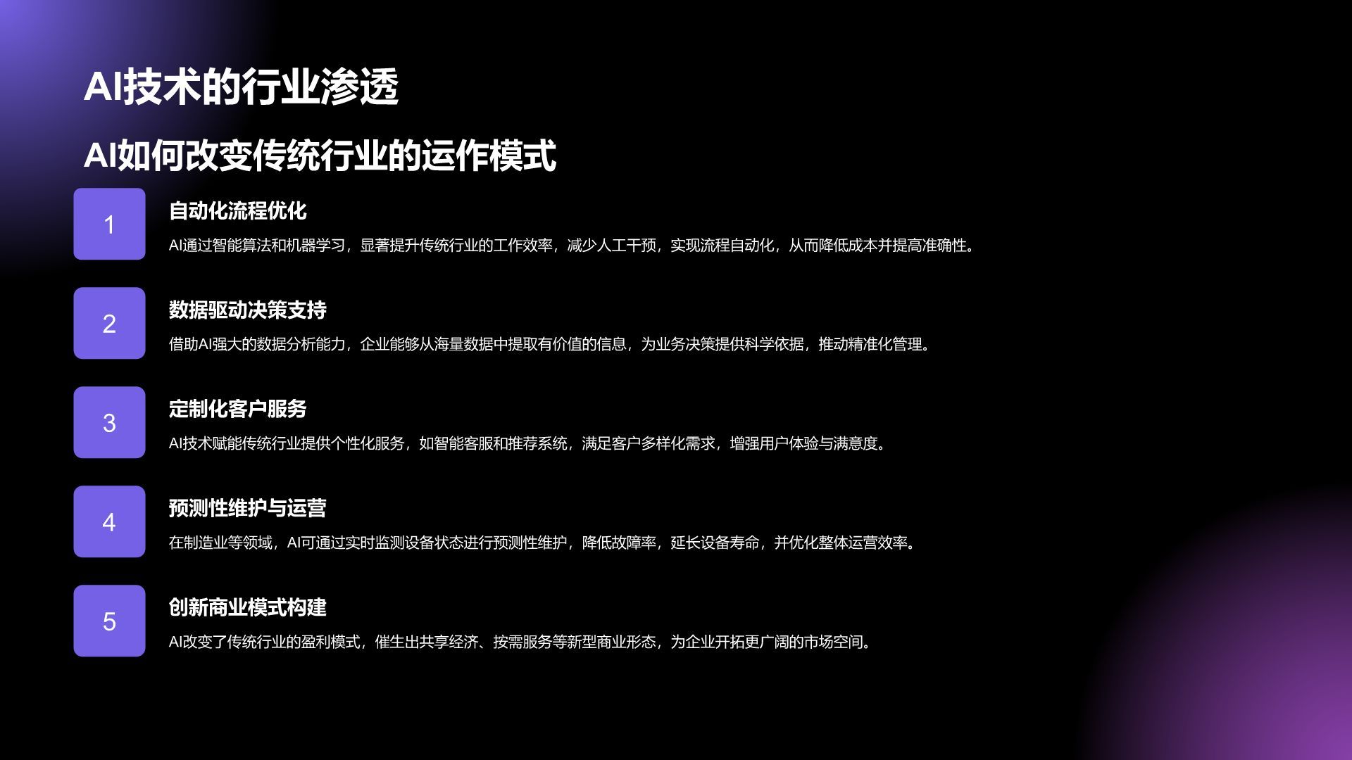紫色科技风通用行业AI商业计划书PPT模板