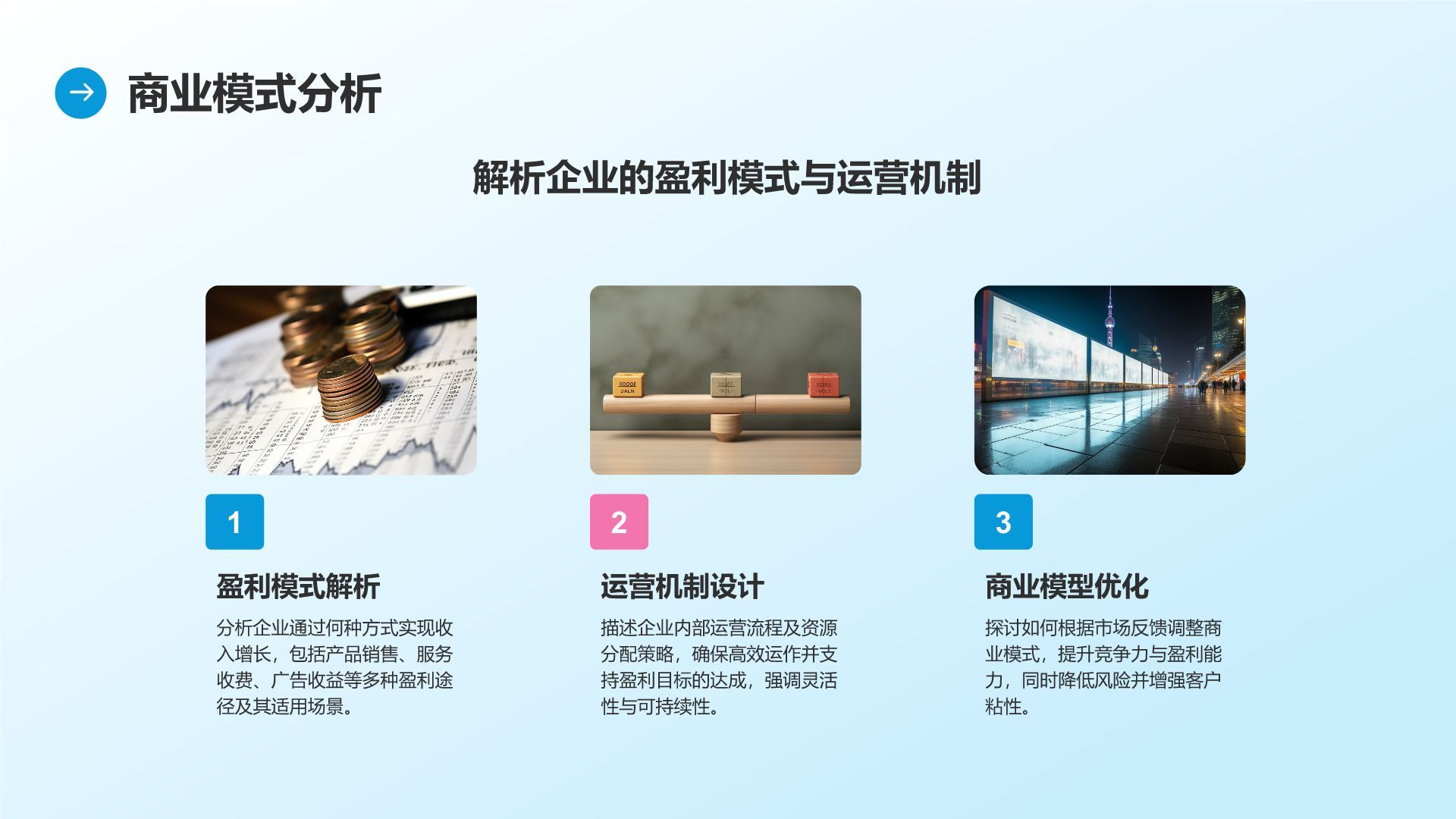 蓝色商务风通用行业商业计划书PPT模板