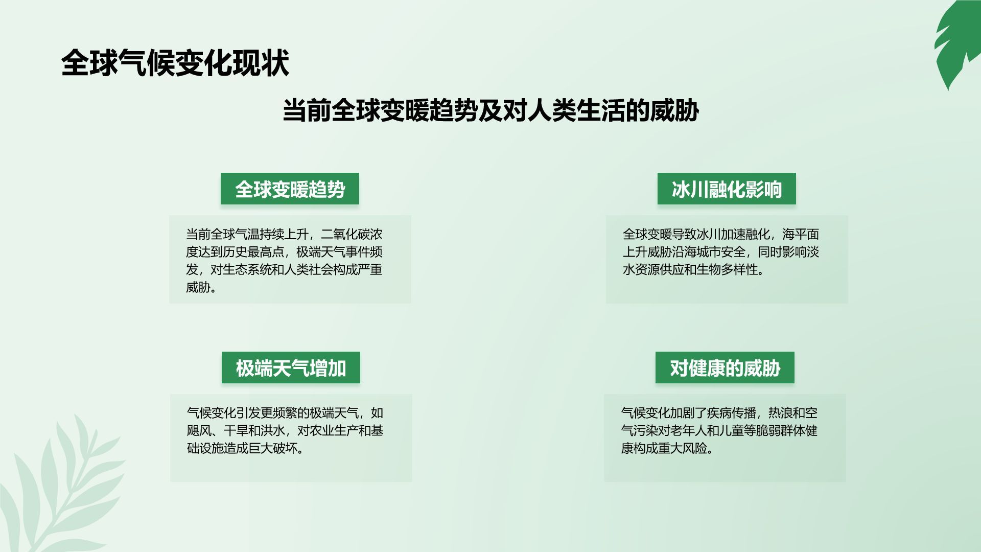 绿色小清新节能减排低碳生活宣传培训课件PPT模板
