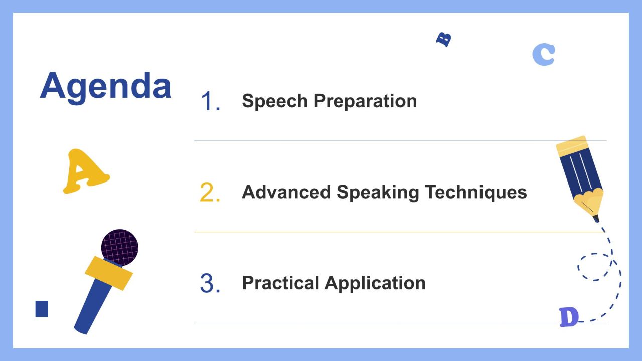 蓝色插画风做自己的勇气英语演讲PPT模板