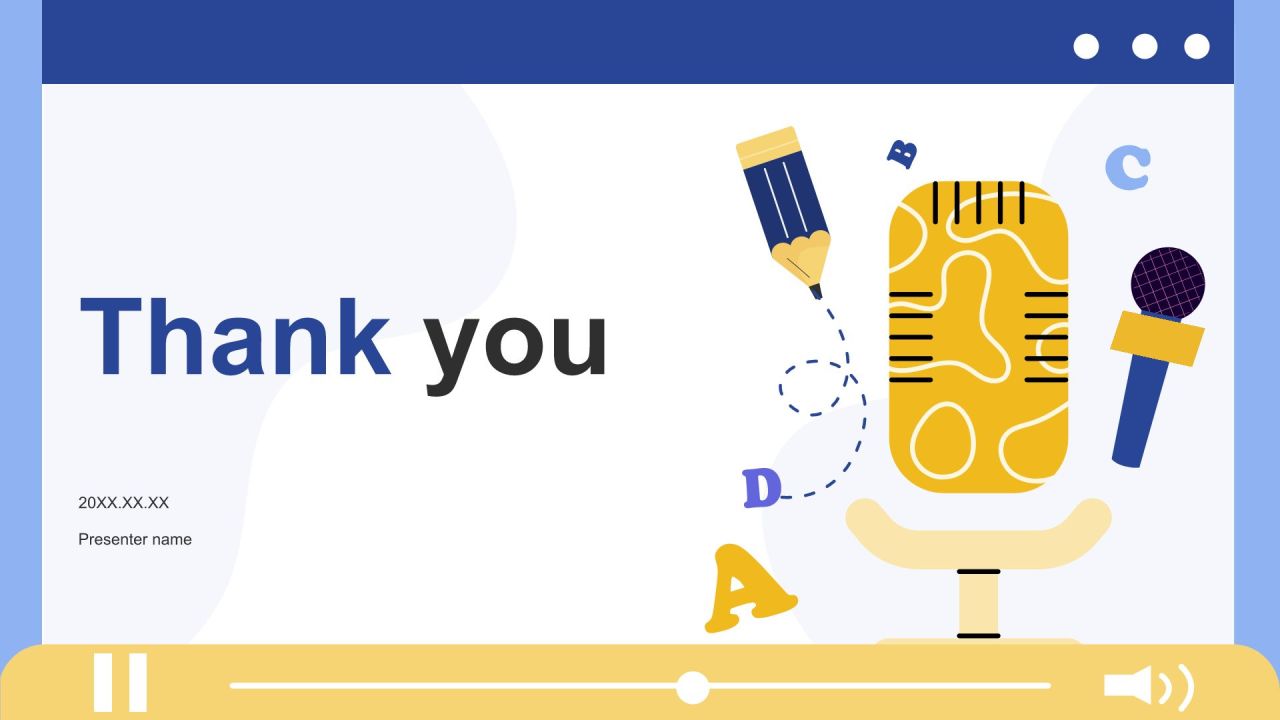 蓝色插画风做自己的勇气英语演讲PPT模板