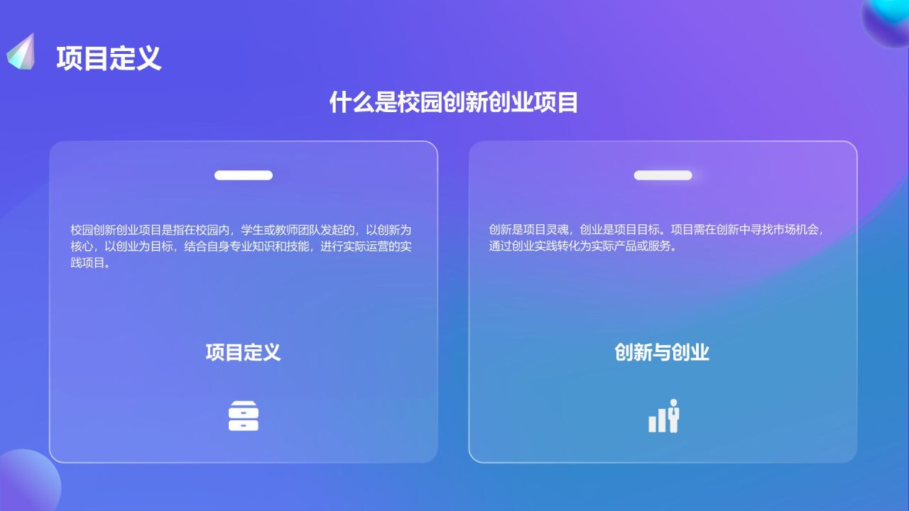 紫色渐变风校园创新创业项目展示PPT模板