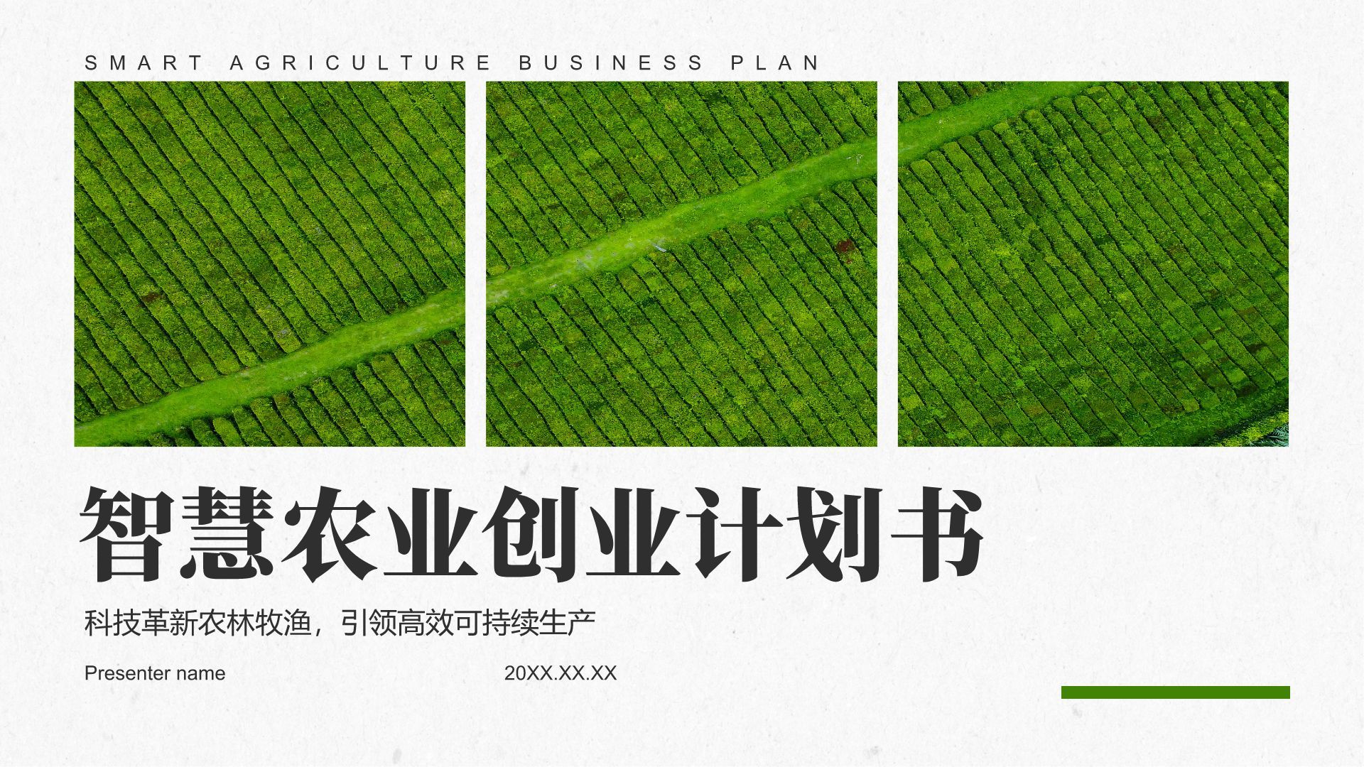 绿色商务风智慧农业创业计划书PPT模板