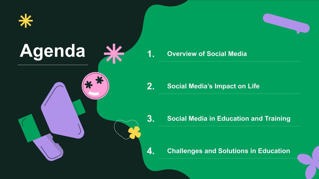 绿色插画风社交媒体对我们生活的影响PPT模板