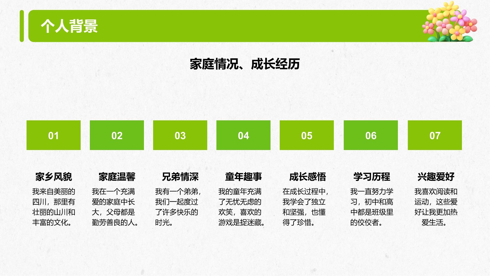 绿色3D风大学新生入学自我介绍PPT模板