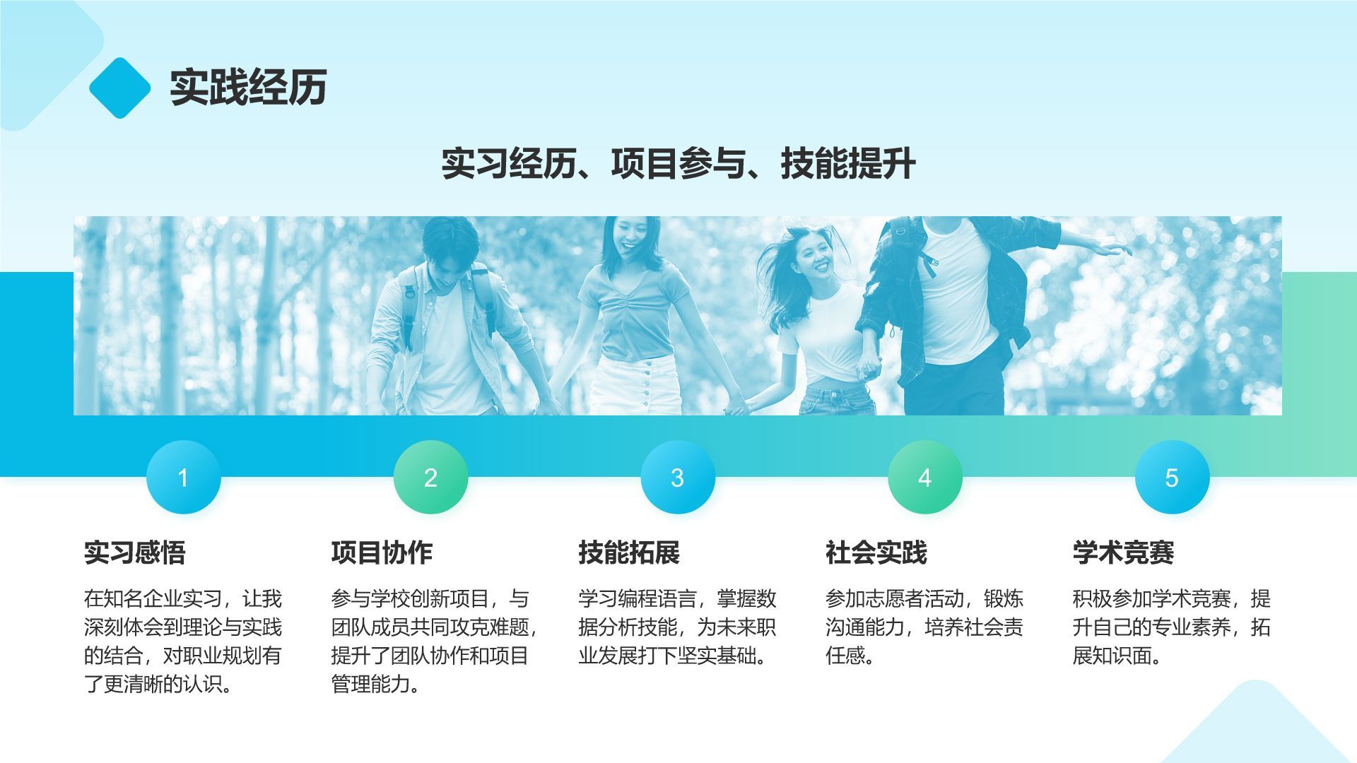 蓝色商务风我的大学生活与未来规划PPT模板