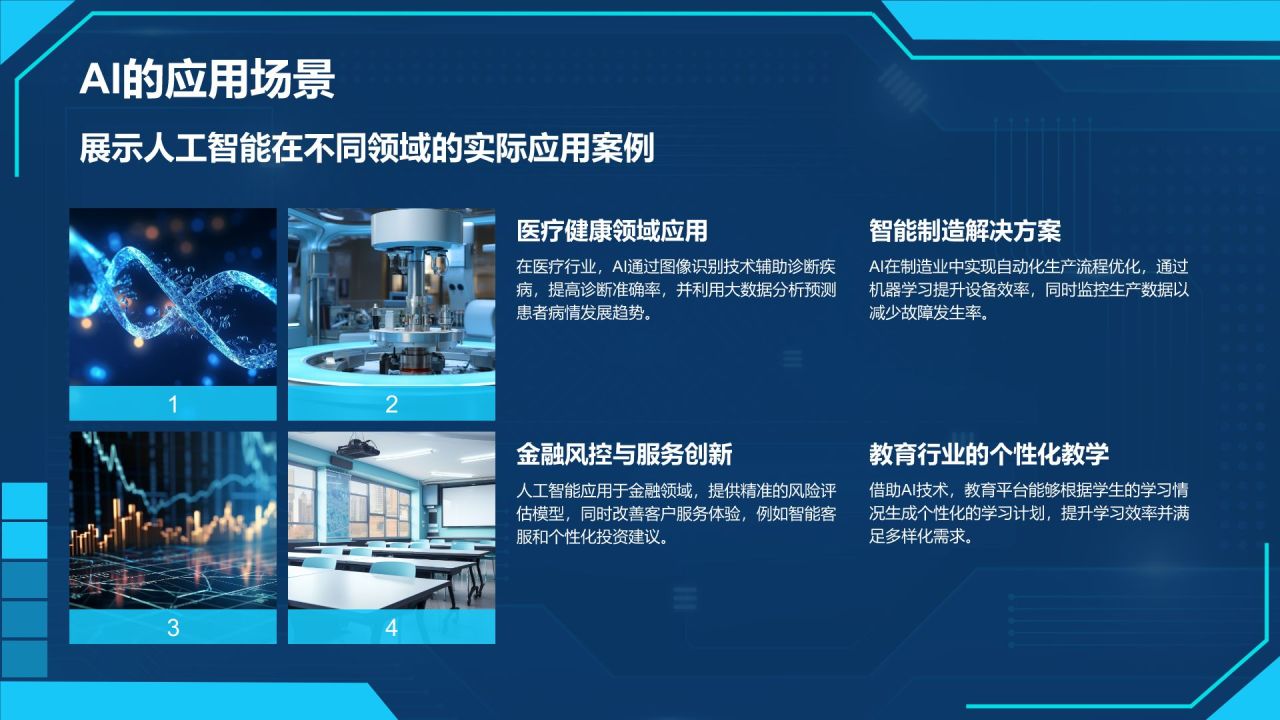 蓝色科技风通用行业AI发布会PPT模板