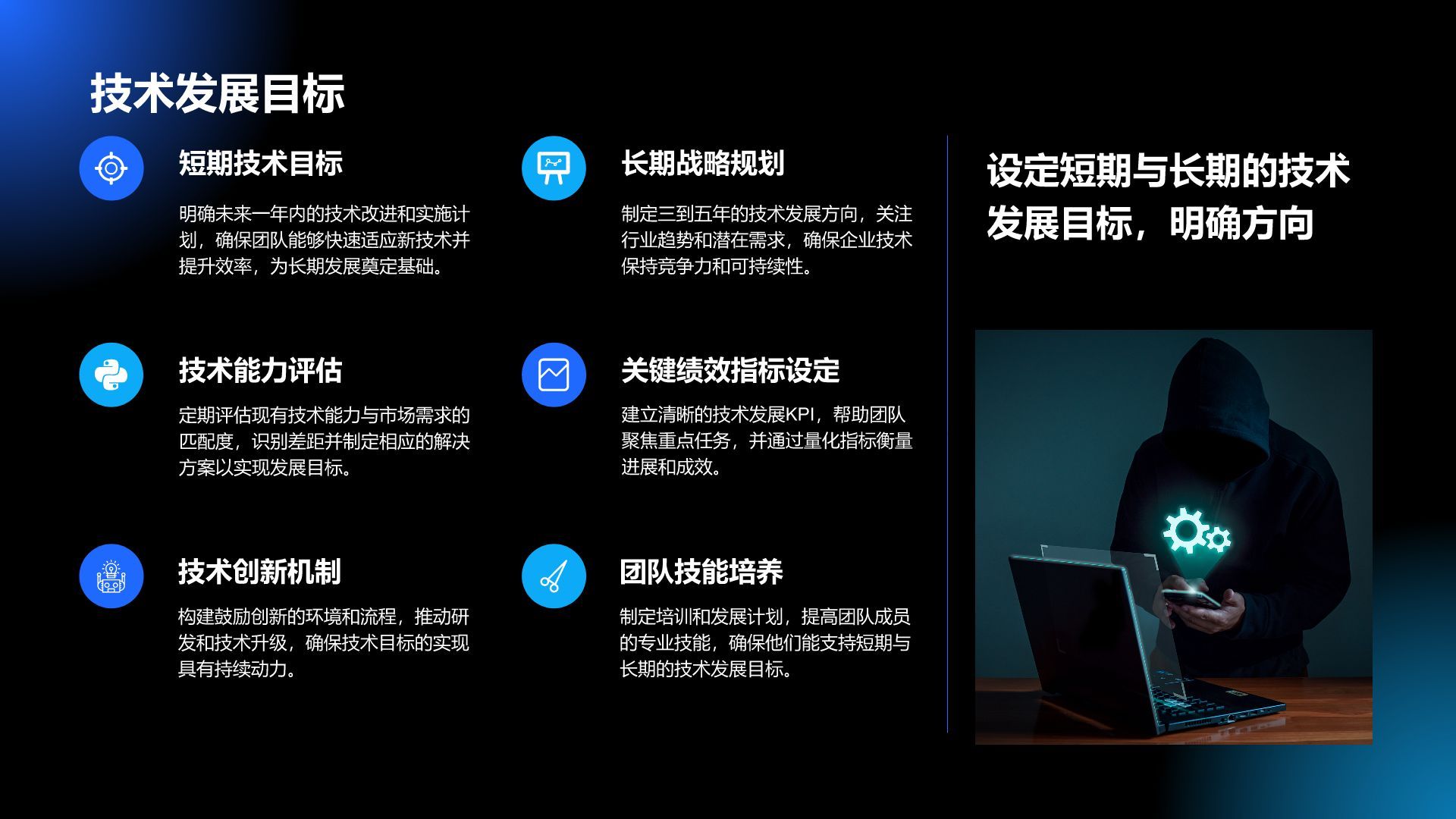 蓝色科技风通用行业IT技术工作计划PPT模板