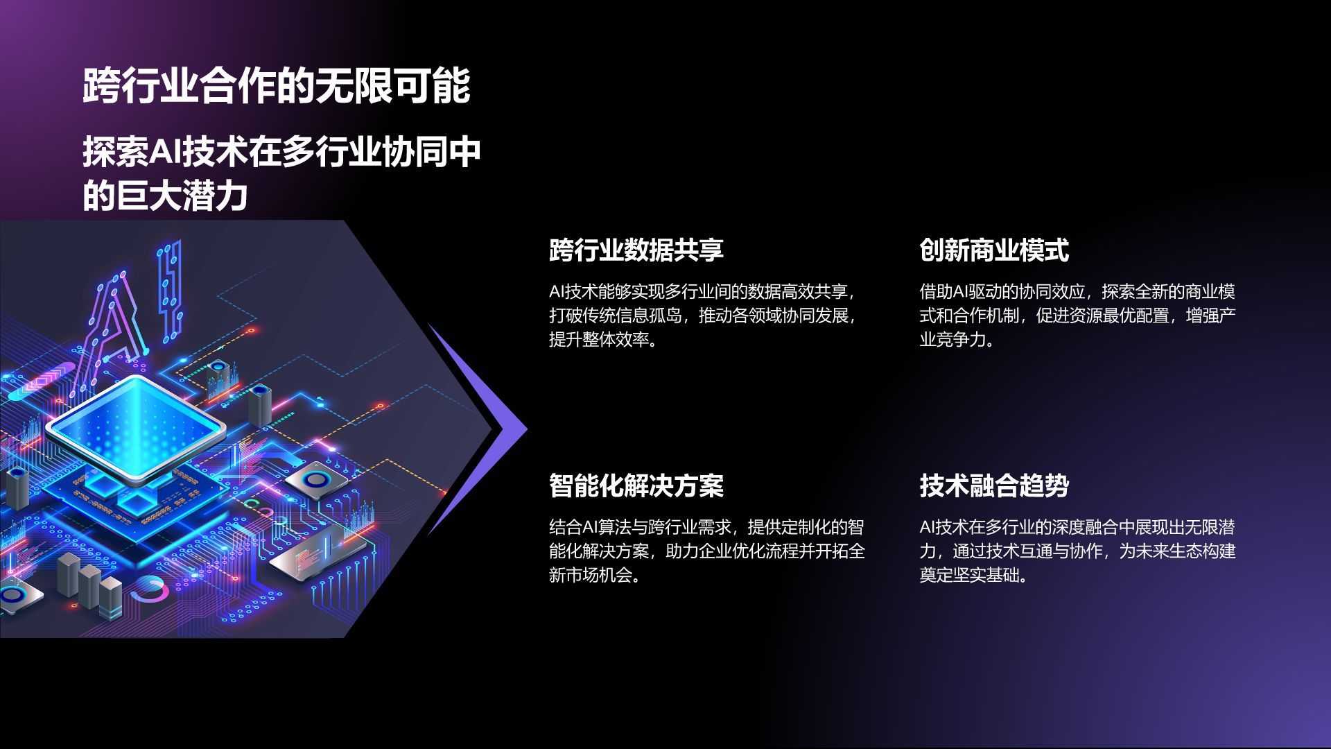 紫色科技风通用行业AI发布会PPT模板
