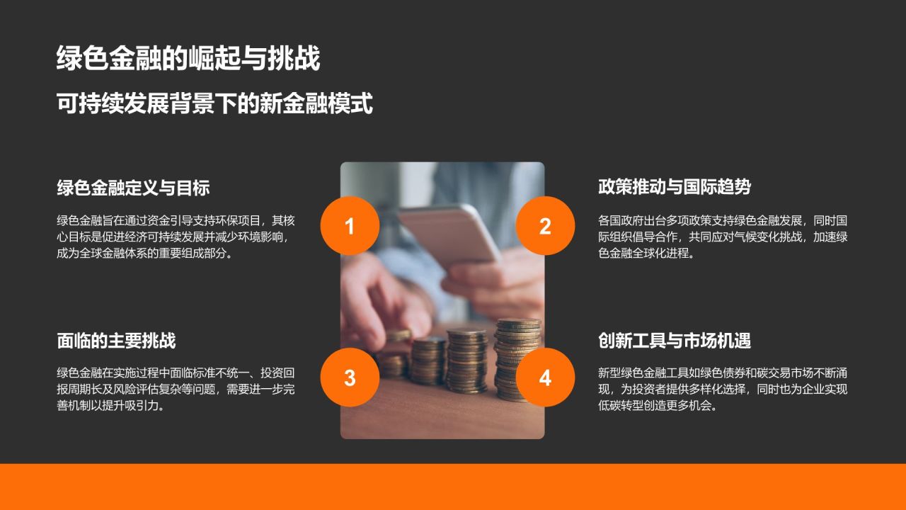 橙色商务风财务金融总结汇报PPT模板
