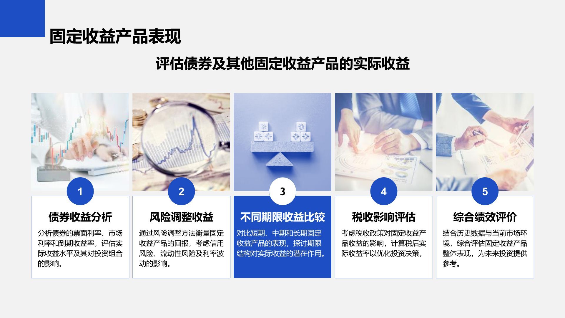 蓝色商务风财务金融季度总结PPT模板