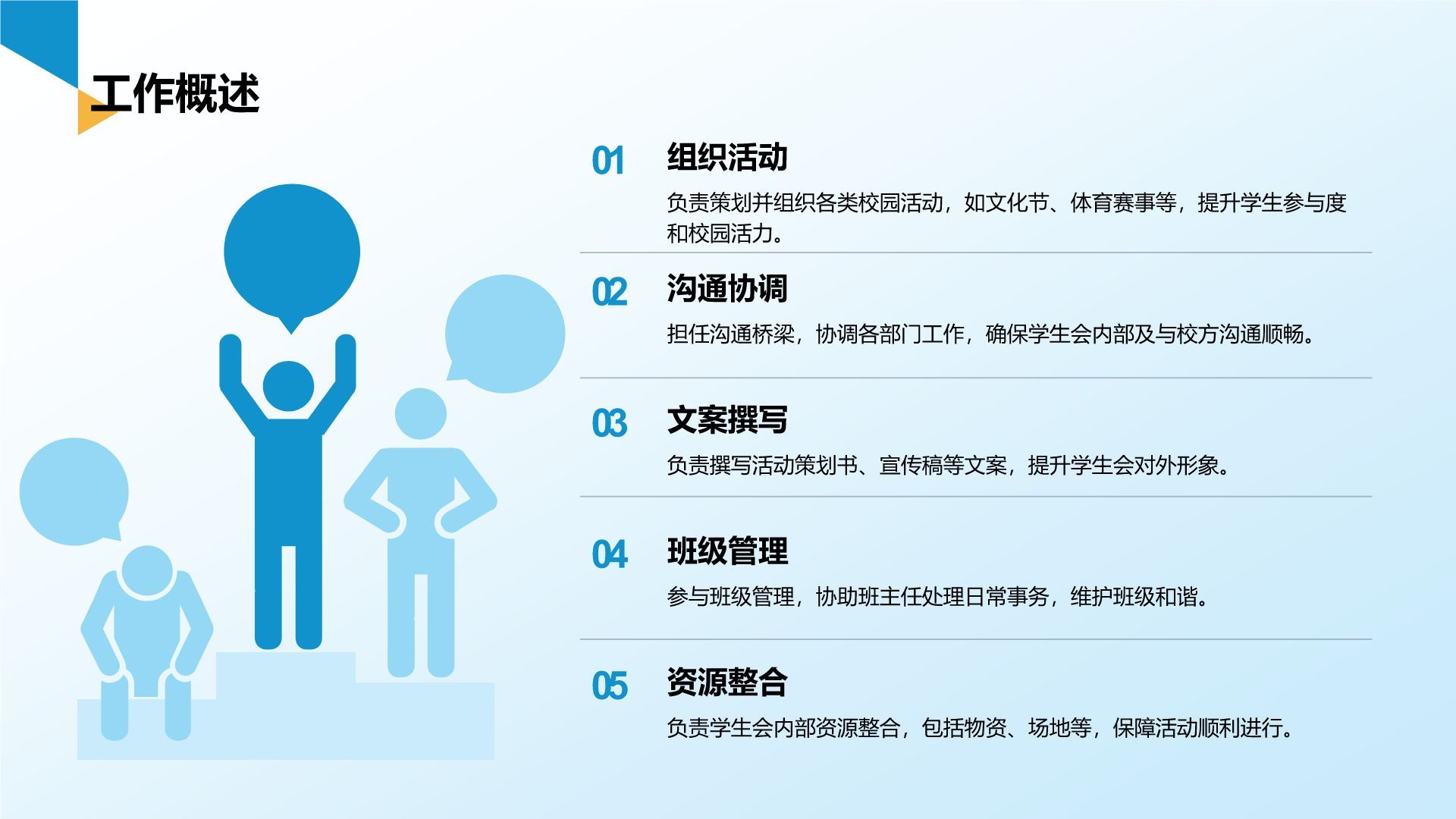 蓝色几何风学生会干事述职报告PPT模板