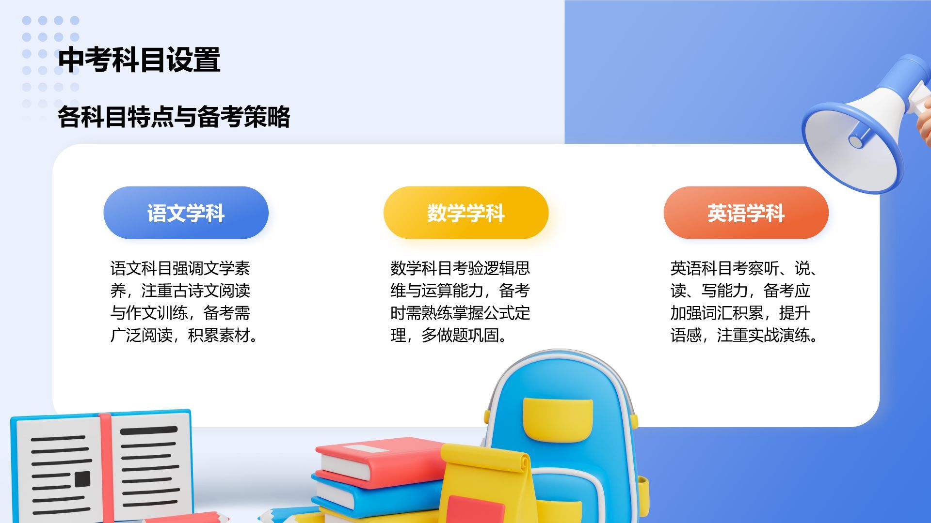 蓝色3D风奋战中考：梦想启航PPT模板