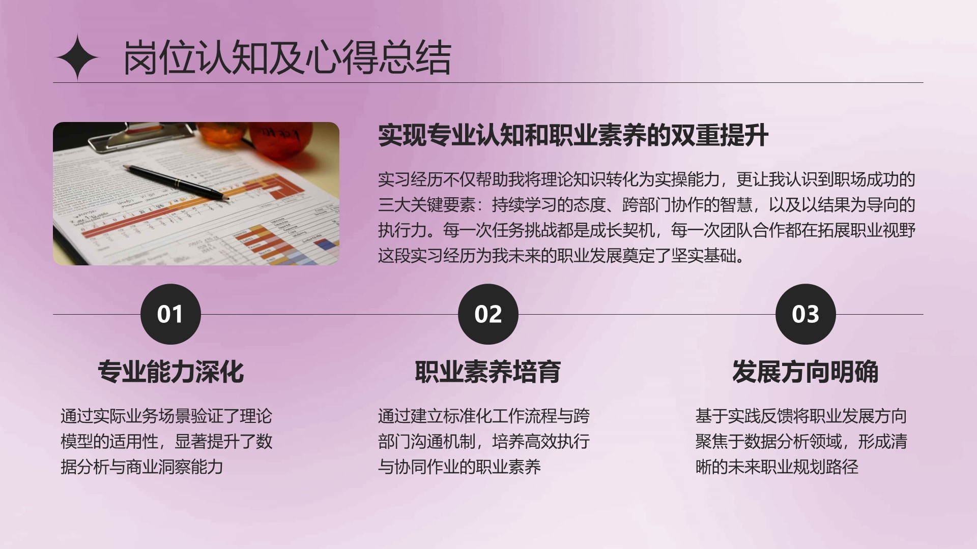 紫色简约风大学生实习总结与心得体会PPT模板