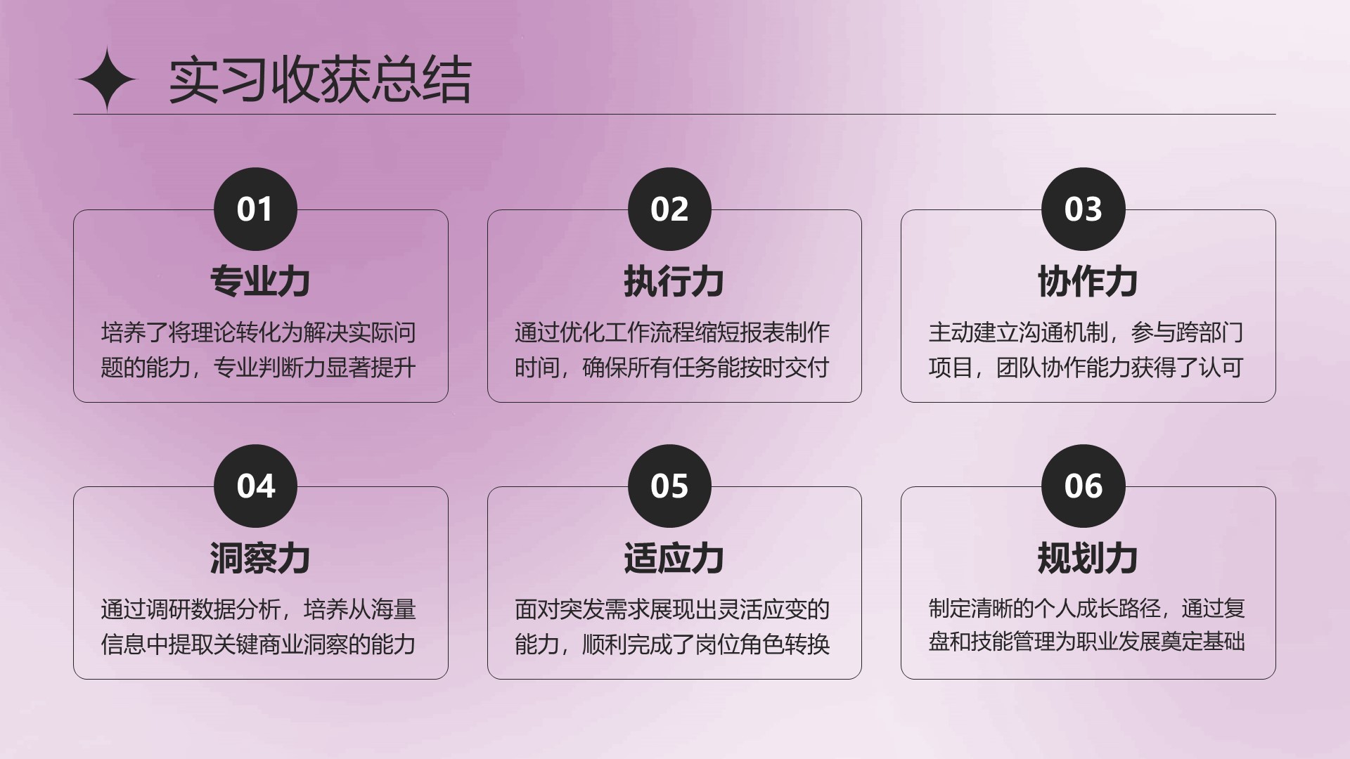 紫色简约风大学生实习总结与心得体会PPT模板