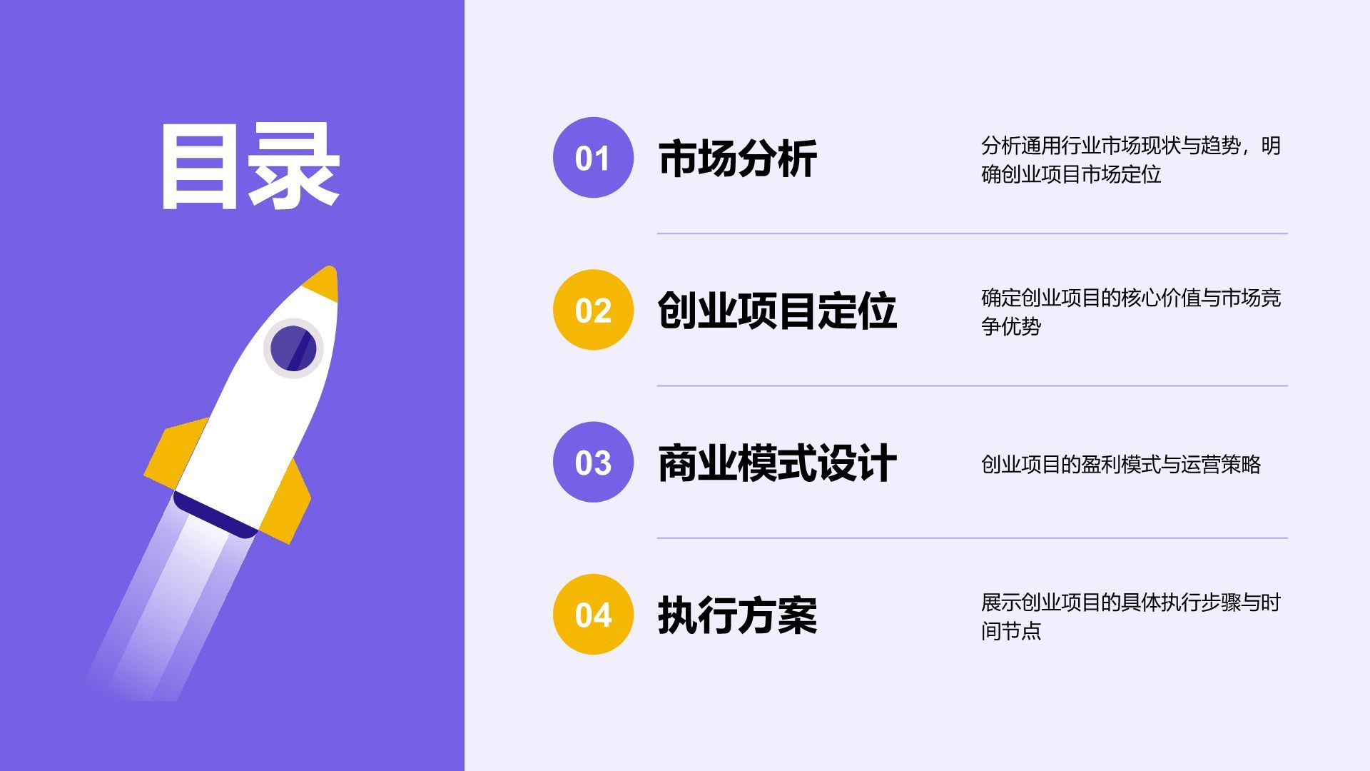 紫色插画风创业项目商业模式PPT模板