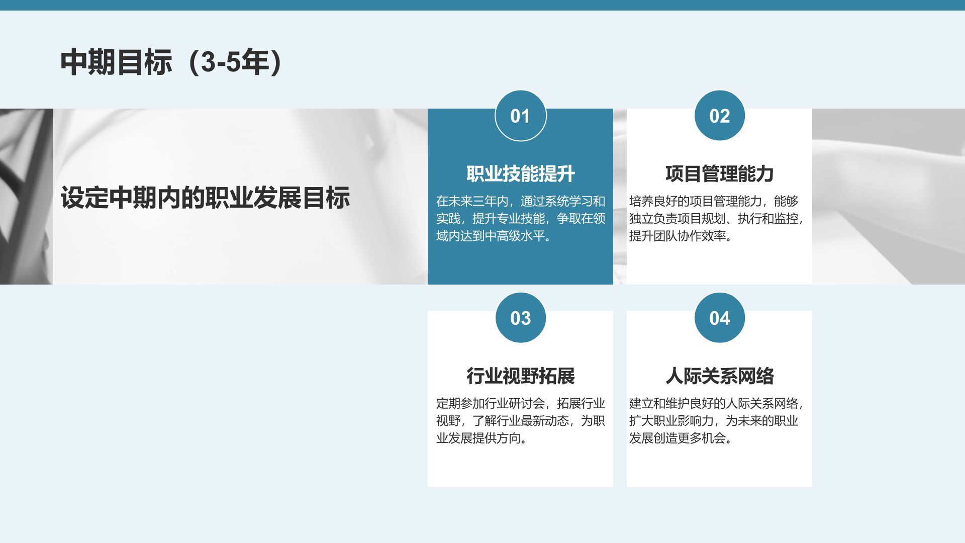 蓝色商务风未来三年职业发展规划PPT模板
