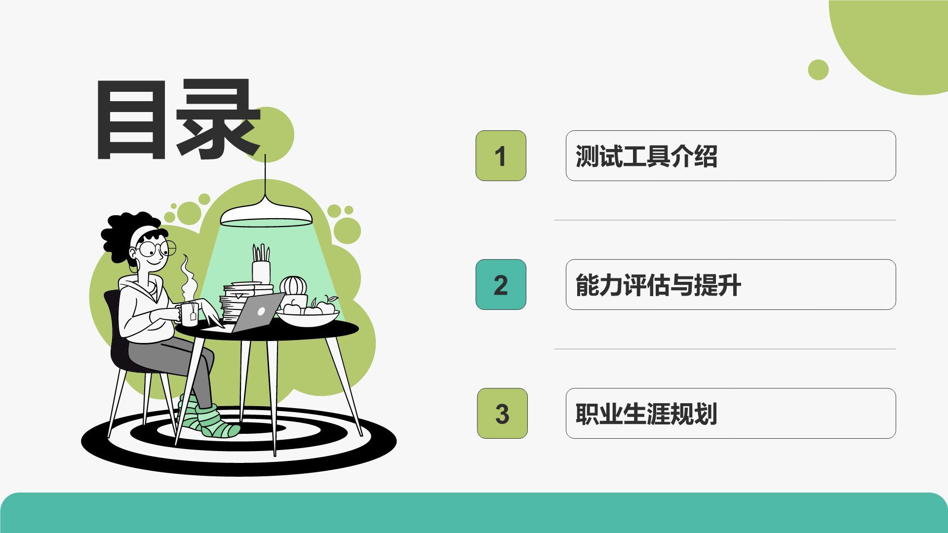 绿色插画风职业兴趣与能力探索PPT模板