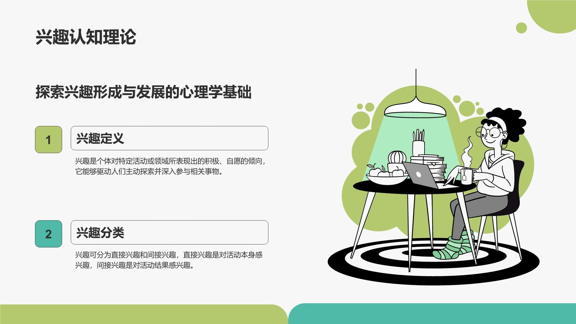 绿色插画风职业兴趣与能力探索PPT模板