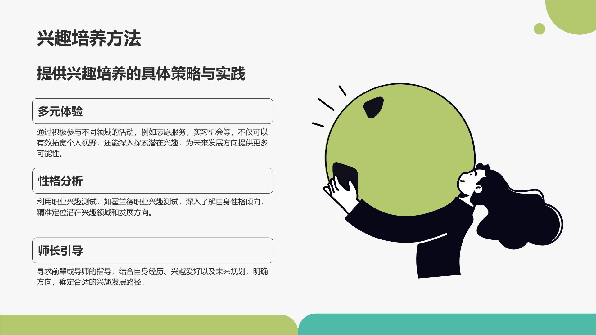 绿色插画风职业兴趣与能力探索PPT模板