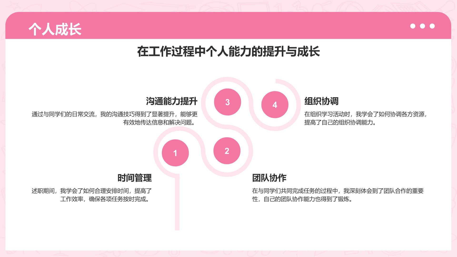 粉色3D风学习委员述职总结PPT模板
