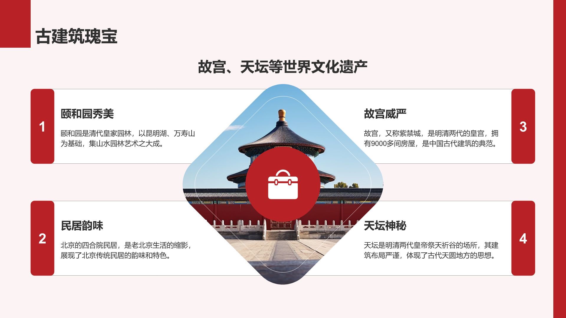 红色摄影风首都北京：千年古都与现代都市交融PPT模板