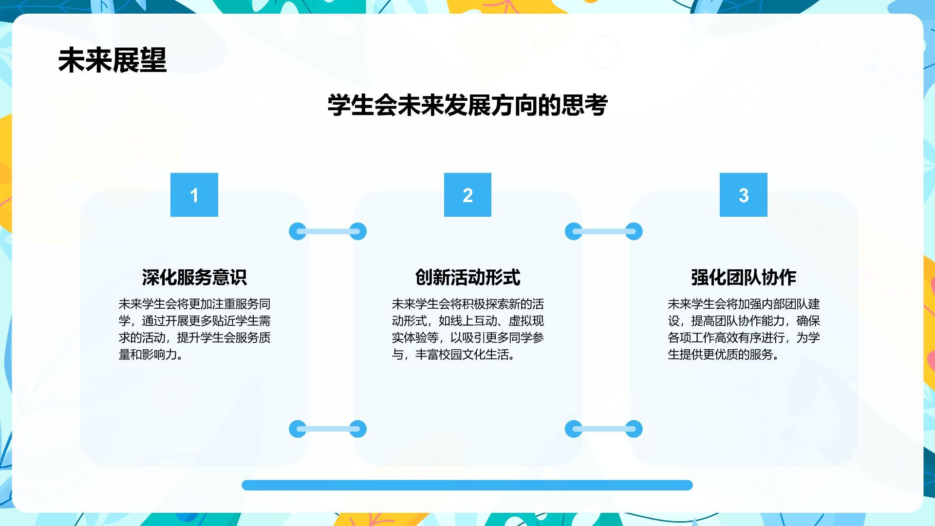 蓝色小清新学生会任职总结PPT模板