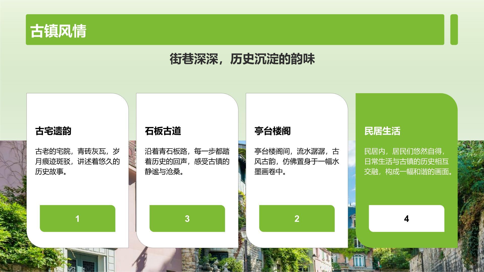 绿色摄影风山水田园梦：家乡旅游印象集PPT模板