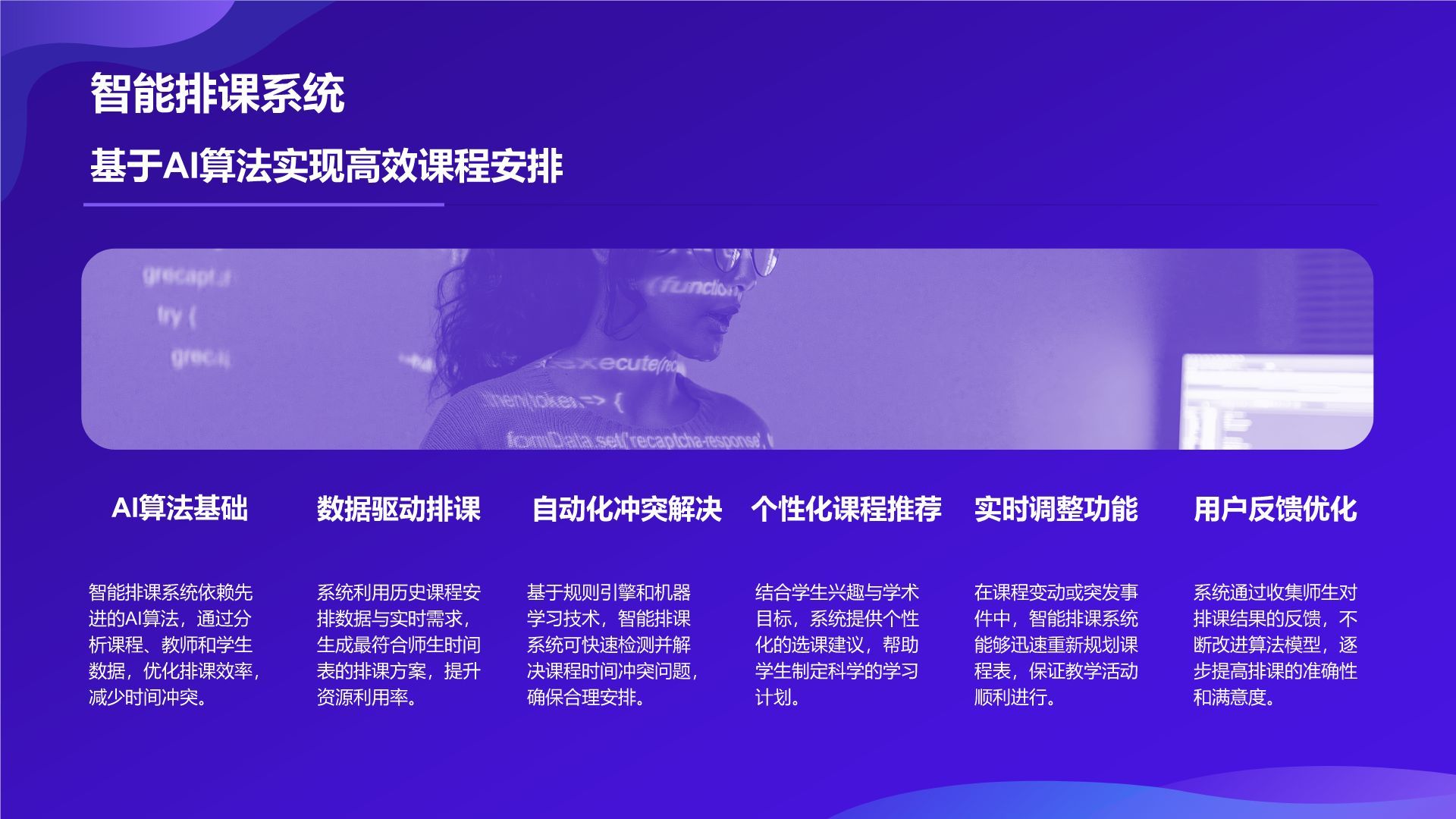 紫色科技风教育培训AI技术PPT模板