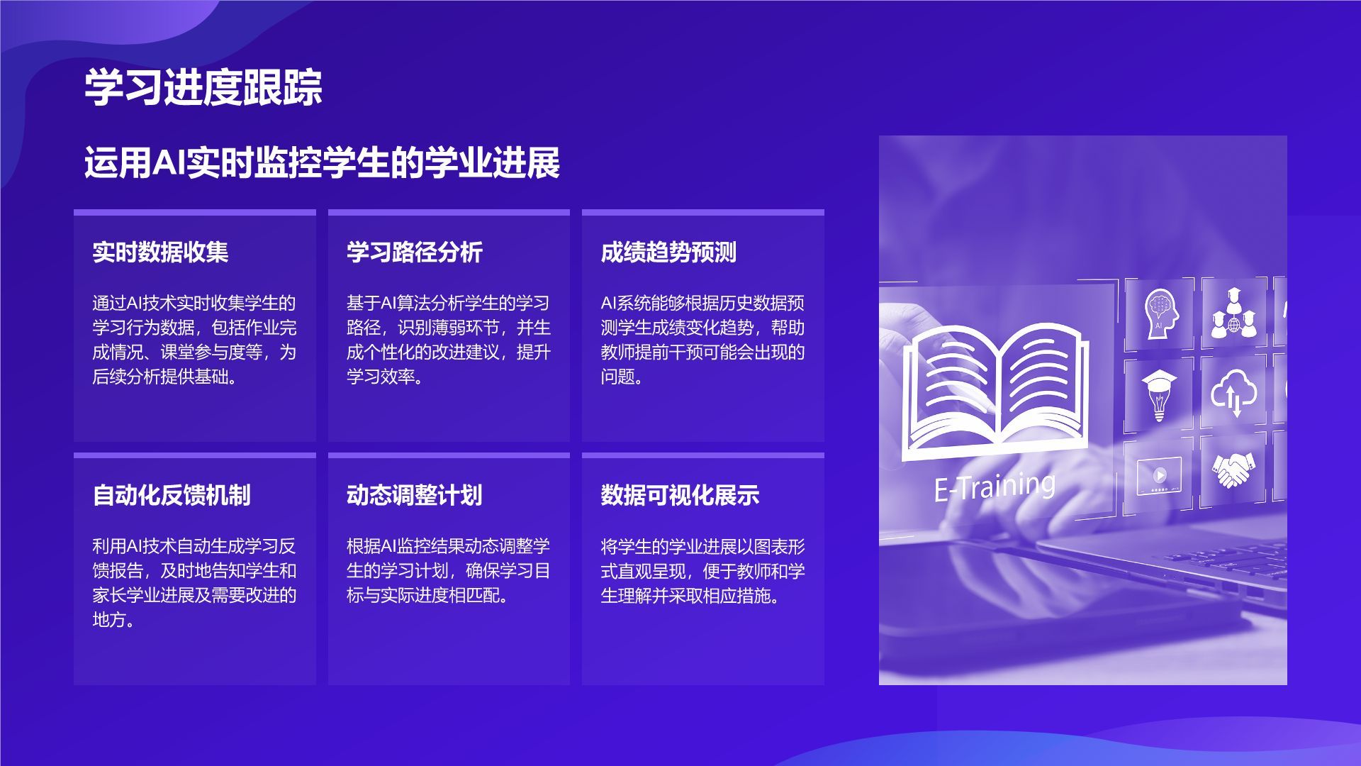 紫色科技风教育培训AI技术PPT模板