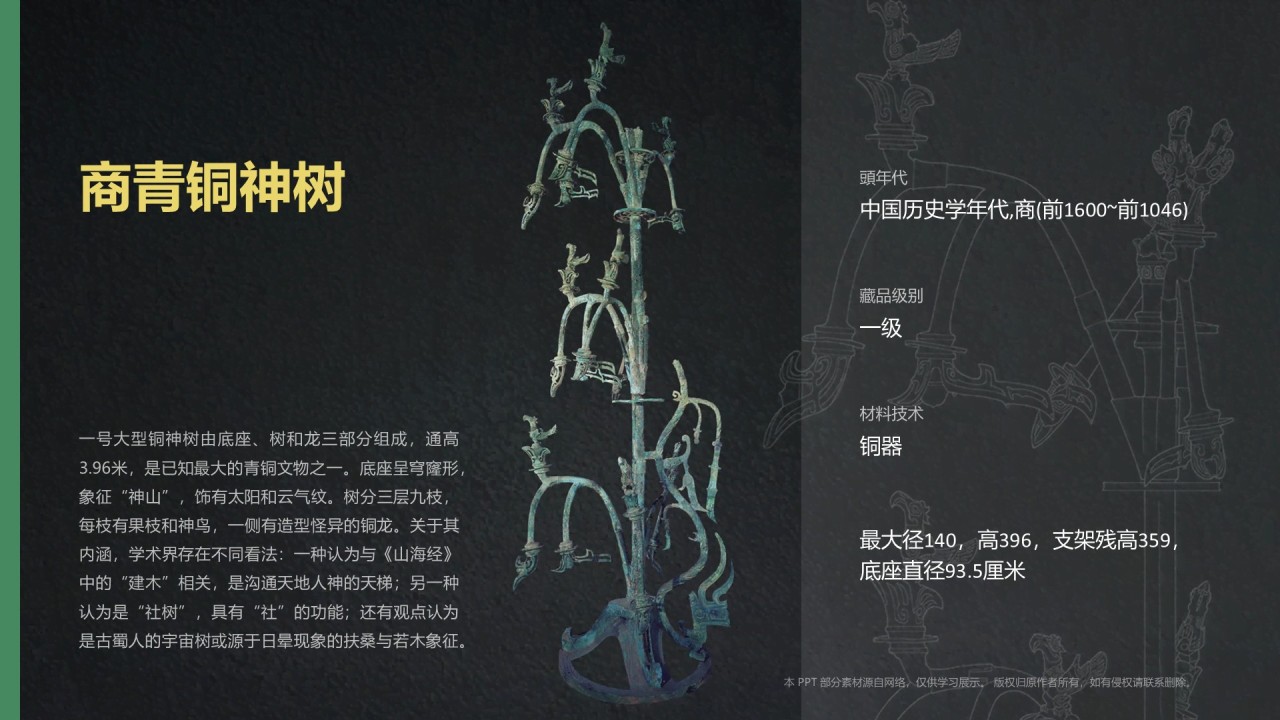 绿色复古风三星堆博物馆PPT模板
