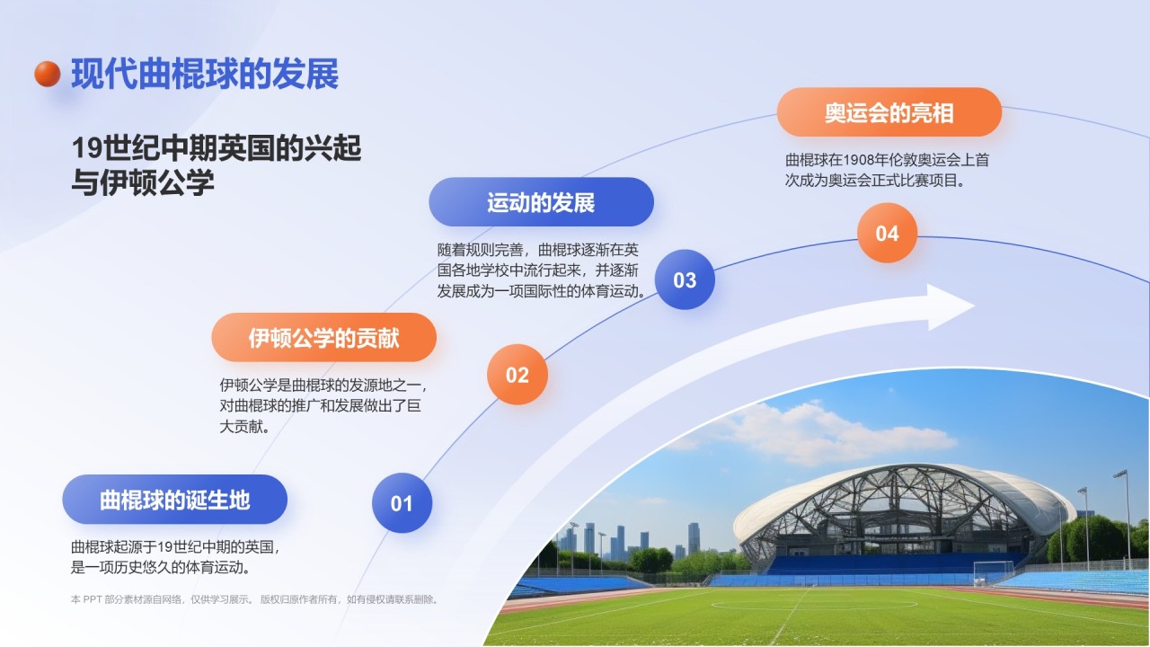 蓝色3D风奥运项目科普——曲棍球PPT模板