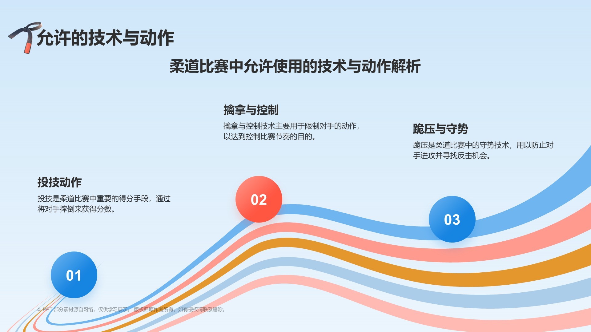蓝色3D风奥运会——柔道知识科普PPT模板