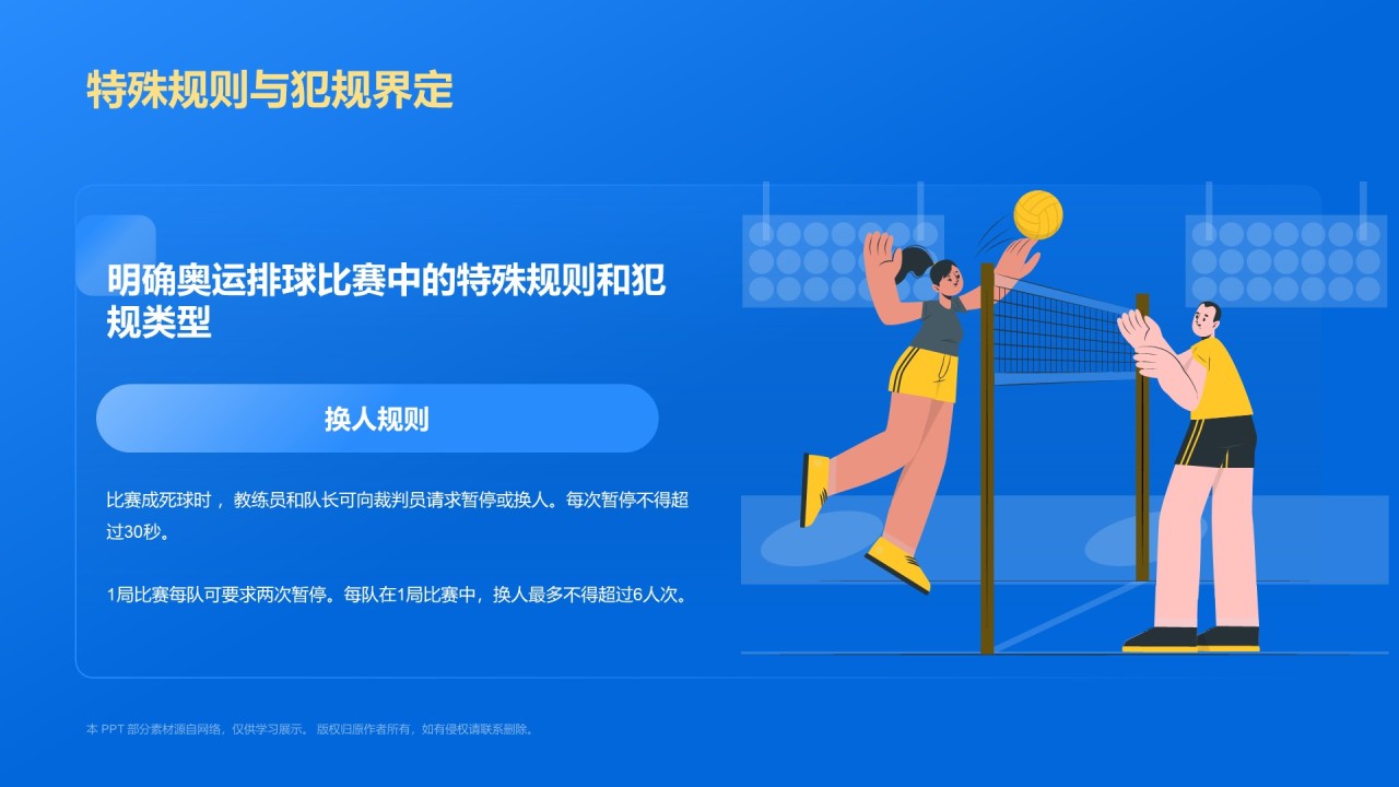 蓝色3D风奥运会——排球项目知识科普PPT模板