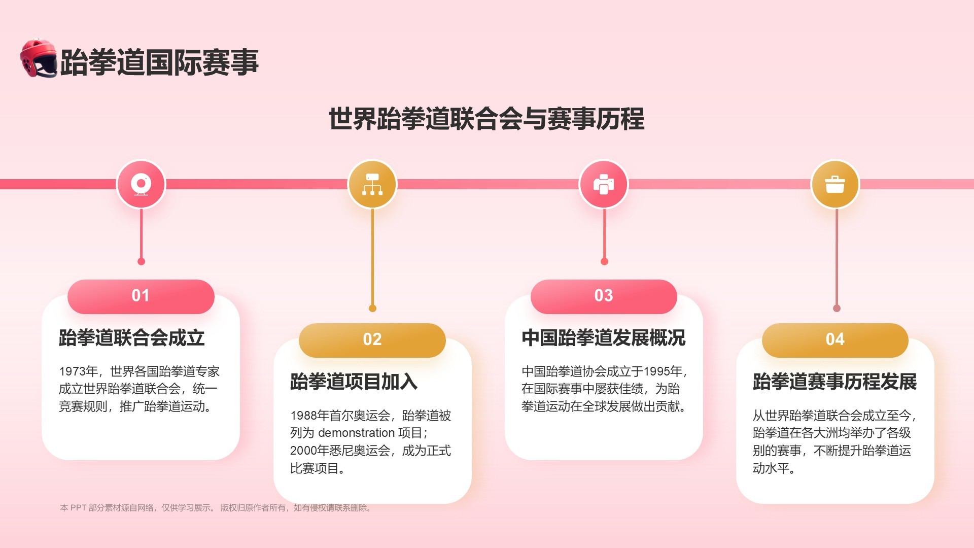 红色3D风运会——跆拳道知识科普PPT模板