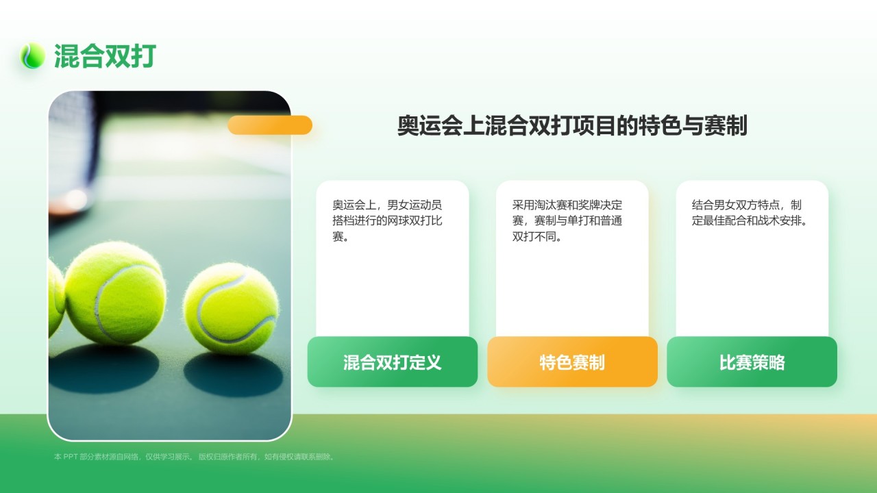绿色3D风奥运项目科普——网球PPT模板