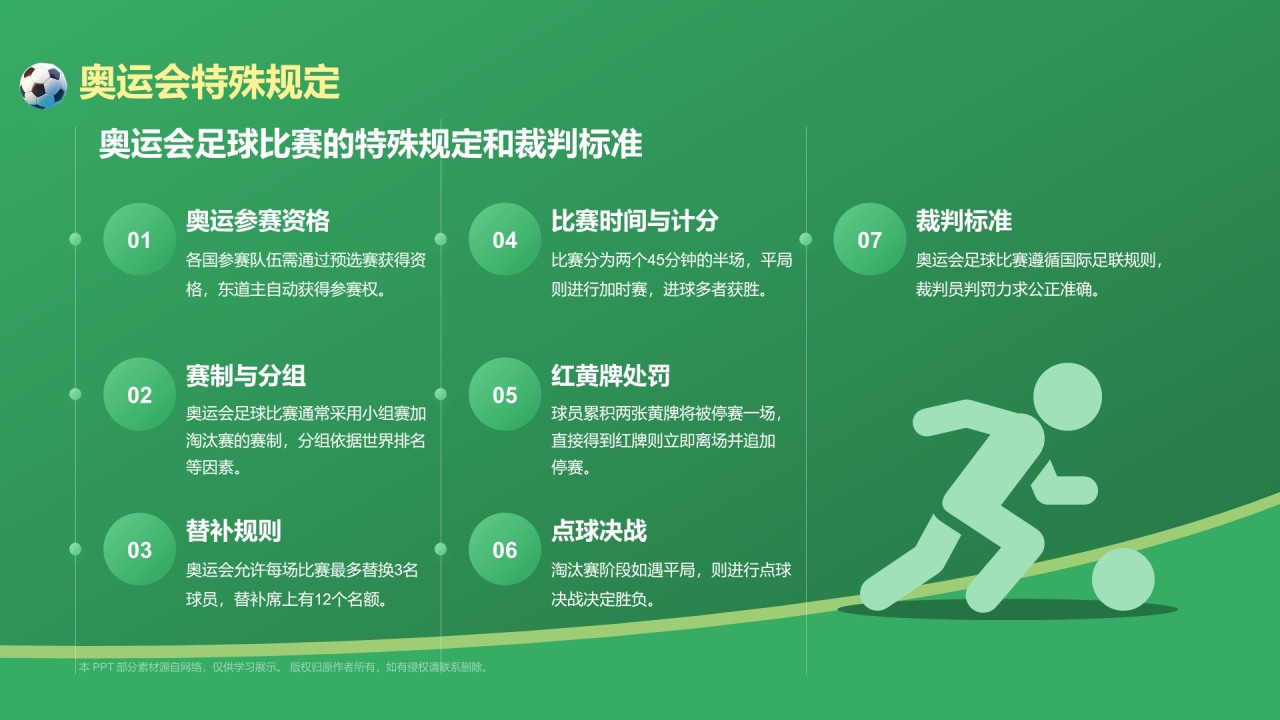 绿色3D风奥运会——足球项目知识科普PPT模板