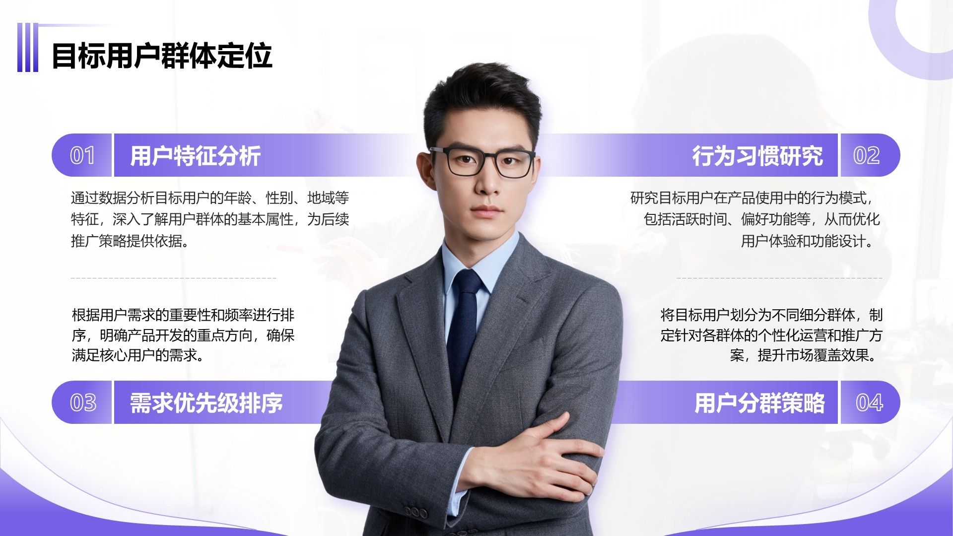 紫色商务风产品开发阶段性成果汇报PPT模板