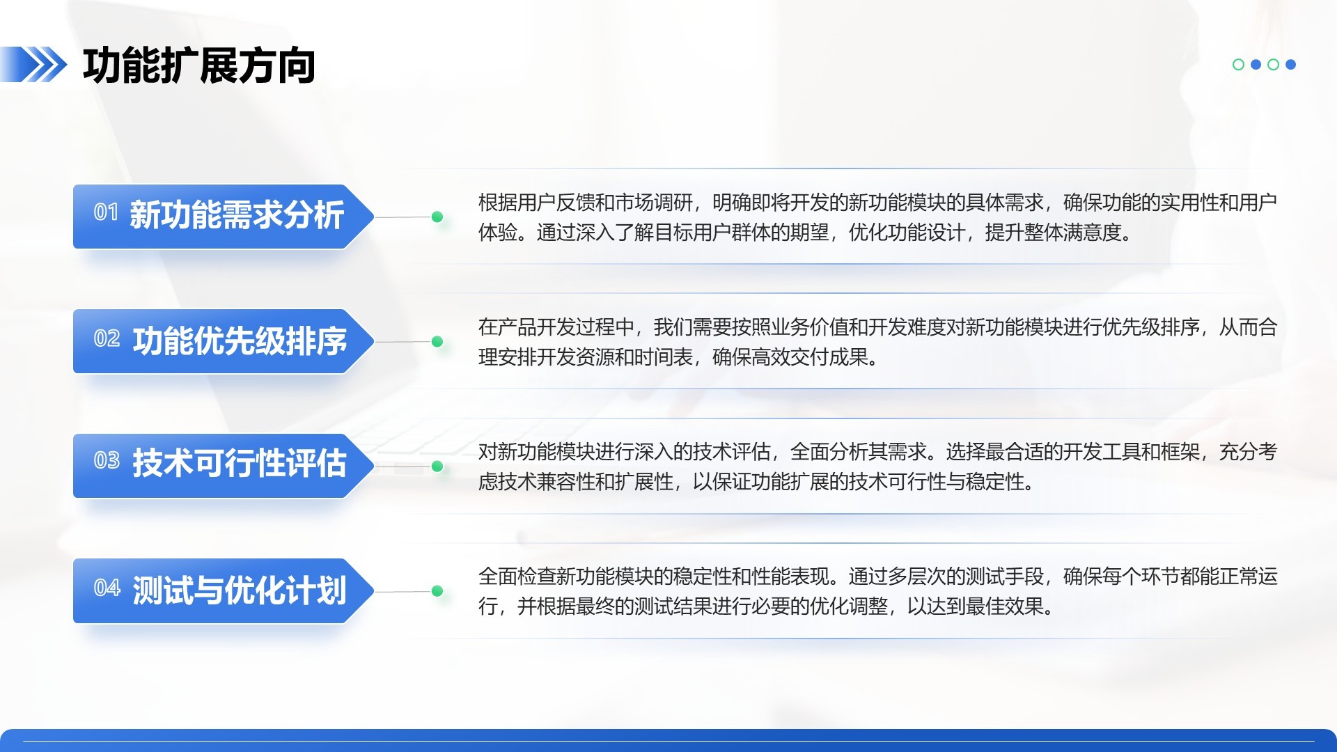 蓝色商务风产品开发阶段性成果汇报PPT模板