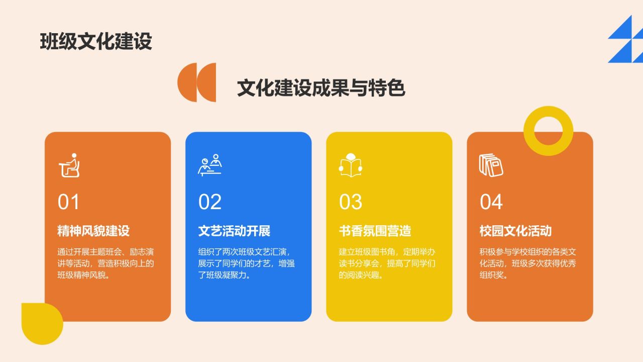橙色扁平风班委学期述职展示PPT模板